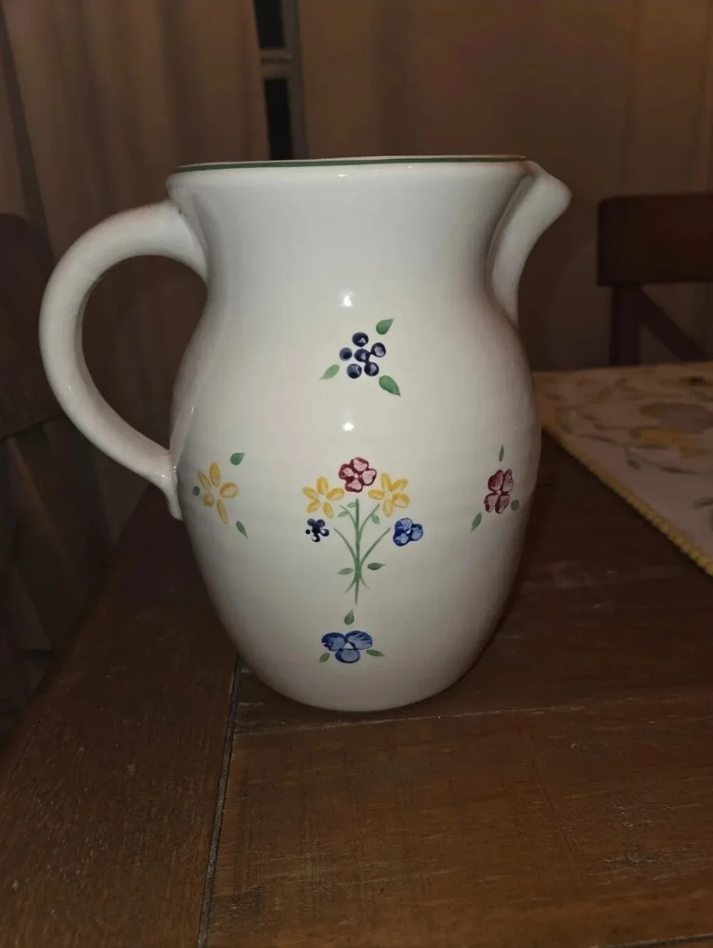 Pfaltzgraff Spectrum Hand Painted Flowers Water Pitcher